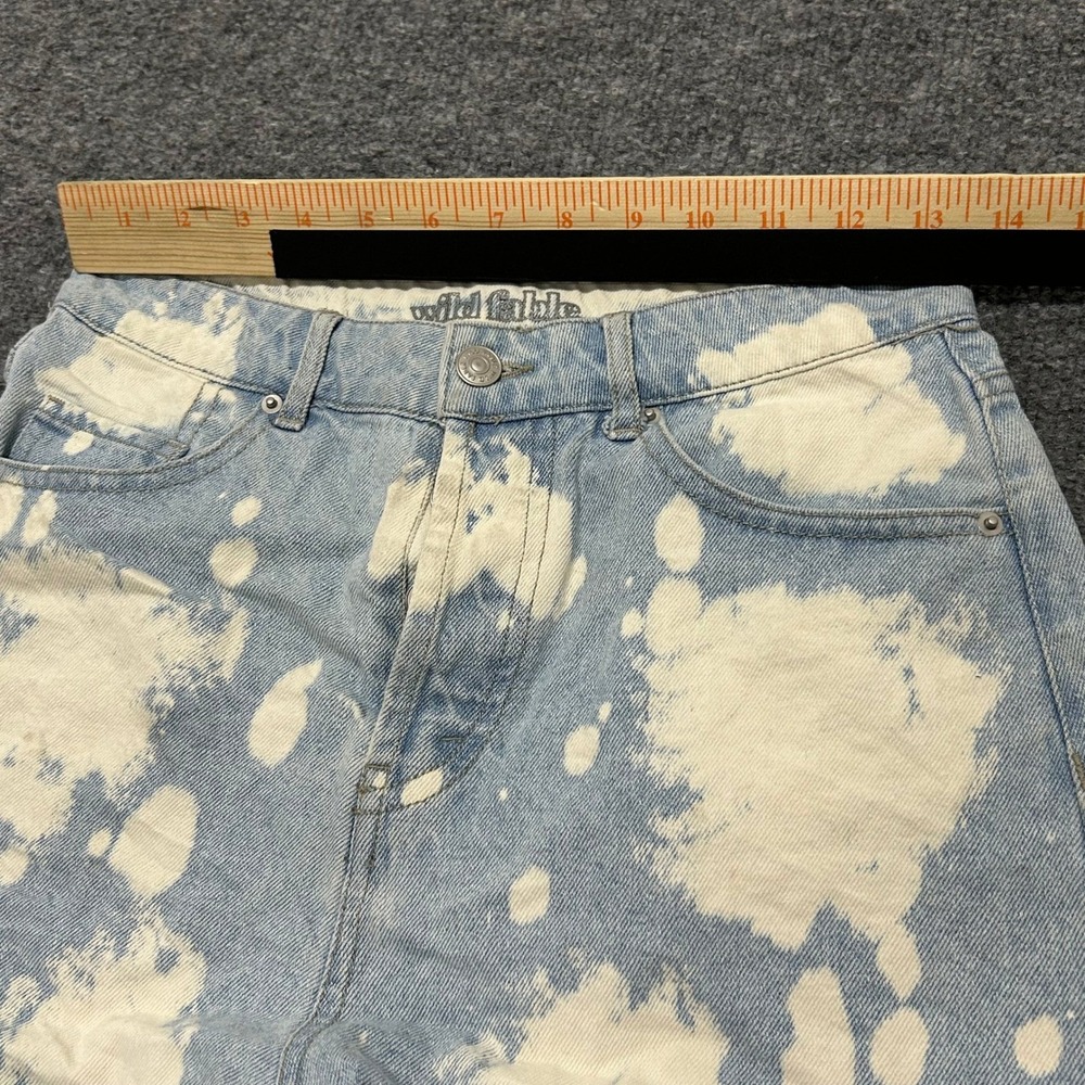 Wild Fable Denim Shorts Womens Size 2 Blue Bleach Splatter Frayed Hem Button Fly - Picture 3 of 10